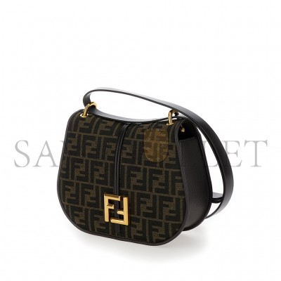 FENDI 'C'MON MEDIUM' BROWN SATCHEL BAG WITH FF LOGO IN FF JACQUARD FABRIC WOMAN 8622AL (25*20*7cm)